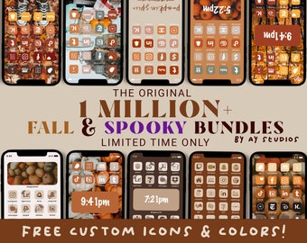 1 MILLION+ MEGA BUNDLE | Fall and Spooky App Icons | Autumn Aesthetic IOS17 App Covers | Bonus Widgets and Wallpapers | iPhone & Android