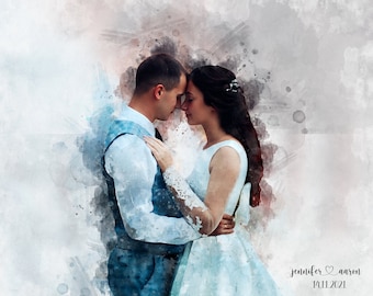 Pittura ad acquerello e schizzo digitale personalizzata, modifica grafica, regalo personalizzato, ritratto da foto, regalo di anniversario, regali fotografici