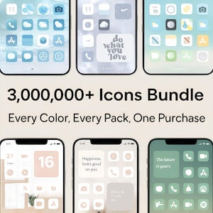 Ponad 3 000 000 ikon w wysokiej rozdzielczości iOS 17 w pakiecie Mega Bundle | Estetyka aplikacji na iPhone'a i iOS 17 | Darmowe ikony niestandardowe | Widżet ekranu głównego telefonu iOS 17