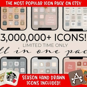 3,000,000 High Resolution iOS Icons Pack Mega Bundle iPhone IOS 16 App Aesthetic IOS14 Phone Home Screen Widget zdjęcie 1