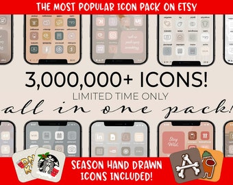3,000,000+ High Resolution iOS Icons Pack Mega Bundle | iPhone IOS 16 App Aesthetic | Free Custom Icons | IOS14 Phone Home Screen Widget