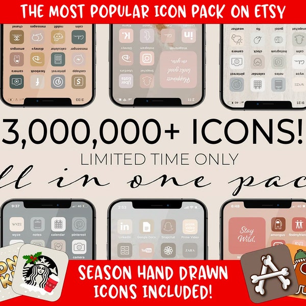 3.000.000+ hochauflösende iOS Icons Pack Mega Bundle | iPhone IOS 16 App Ästhetik | Kostenlose Custom Icons | IOS14 Phone Home Screen Widget