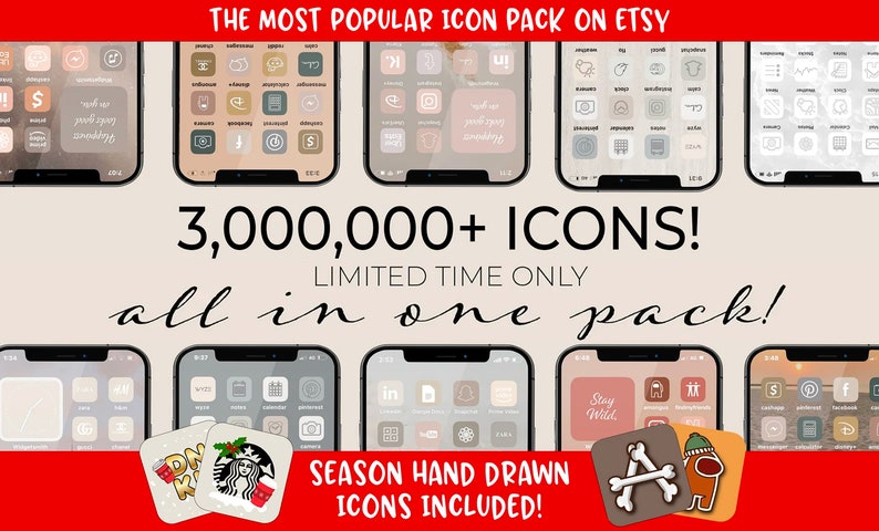 3.000.000 hochauflösende iOS Icons Pack Mega Bundle iPhone IOS 16 App ästhetik iOS14 Phone Home Screen Widget Bild 1