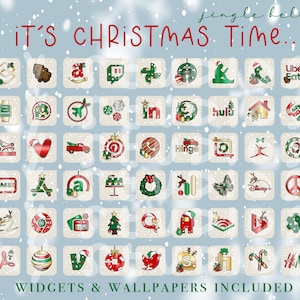 HAND-MADE CHRISTMAS App Icons | Festive Season | Personalized Homescreen | iPhone + Android | IOS17 + iOS15 Icon Covers | Xmas Holidays
