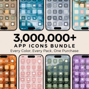 3,000,000+ High Resolution iOS17 Icons Pack Mega Bundle | iPhone iOS 17 App Aesthetic | Free Custom Icons | IOS17 Phone Home Screen Widget