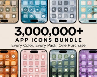 3,000,000+ High Resolution iOS17 Icons Pack Mega Bundle | iPhone iOS 17 App Aesthetic | Free Custom Icons | IOS17 Phone Home Screen Widget