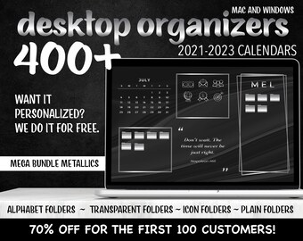 2021-2023 CALENDAR - Desktop Organizer Mega Bundle - Metallic Wallpaper  - Study, Work, Business, To Do - Macbook, Windows Computer