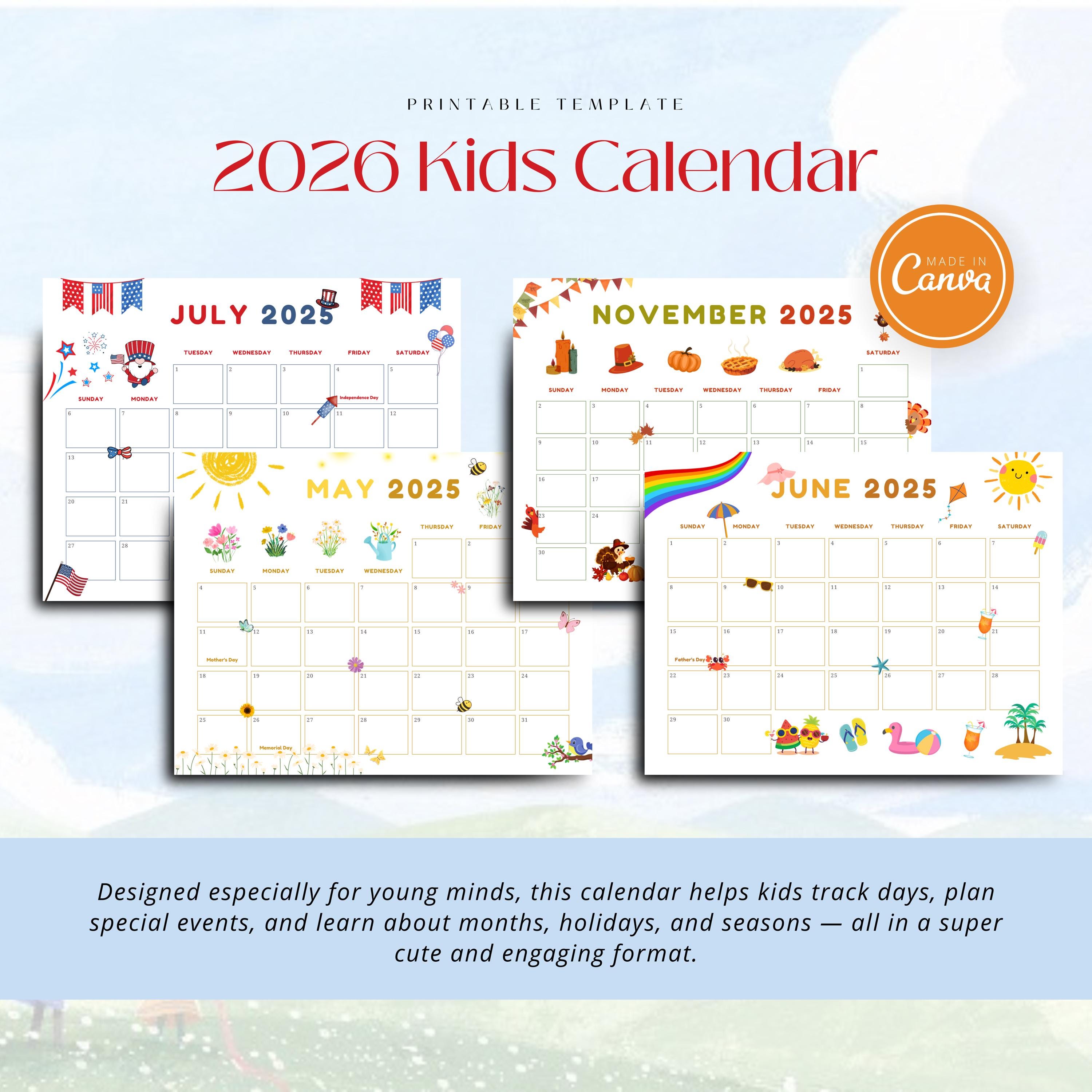 Cute Kindergarten Calendar