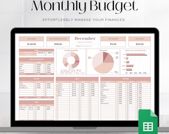 Simple Monthly Budget Sheet, Monthly Budget Planner Spreadsheet, Google Sheets Budget, Minimalist Budget Planner, Finance Tracker Template