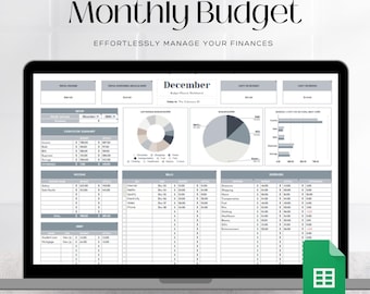 Monthly Budget Planner Spreadsheet, Google Sheets Budget, Simple Budget Template, Finance Planner Sheet, Expense Tracker, 1 Tab Budgeting