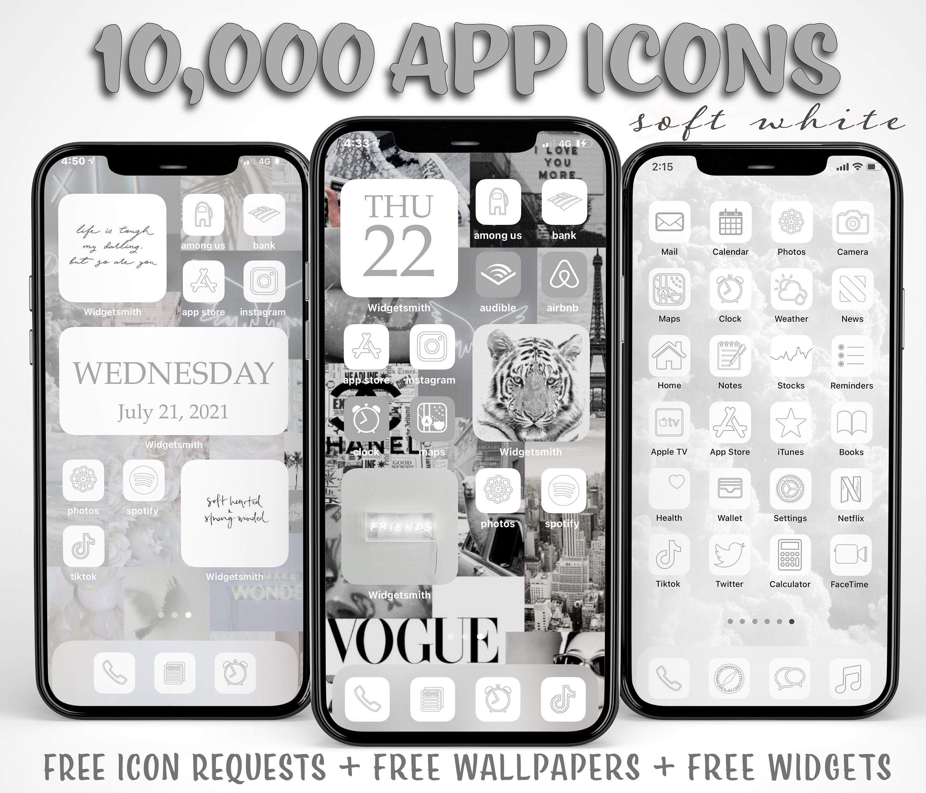 10000 Soft White iPhone IOS 14 App Icons Pack Icon Etsy