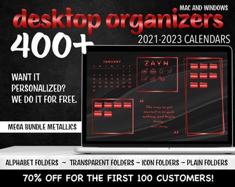 2021-2023 CALENDAR - Desktop Organizer Mega Bundle - Metallic Wallpaper  - Study, Work, Business, To Do - Macbook, Windows Computer