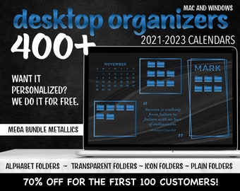 2022-2023 CALENDAR - Desktop Organizer Mega Bundle - Metallic Wallpaper  - Study, Work, Business, To Do - Macbook, Windows Computer