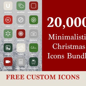 20,000+ Christmas iPhone iOS 17 App Icons Pack | Minimalistic Icon Aesthetic | Social Media Phone IOS17 | Personalised Home Screen Widget
