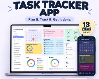 Ultimate All In One Task Tracker App | Dashboard Kanban Gantt Chart Decision Matrix Recurring Task Planner | Light Dark Mode | Offline App