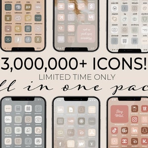 3,000,000+ High Resolution iOS17 Icons Pack Mega Bundle | iPhone iOS 17 App Aesthetic | Free Custom Icons | IOS17 Phone Home Screen Widget