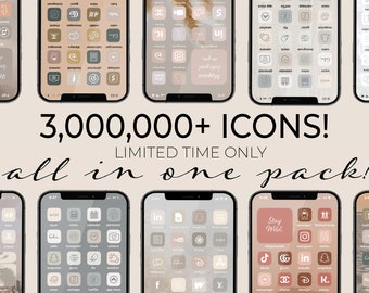 3,000,000+ High Resolution iOS17 Icons Pack Mega Bundle | iPhone iOS 17 App Aesthetic | Free Custom Icons | IOS17 Phone Home Screen Widget