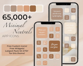 65,000+ iOS Soft Minimal Neutral White Icons Pack | iPhone iOS 17 App Aesthetic | Free Custom Icons | IOS17 Phone Home Screen Widget