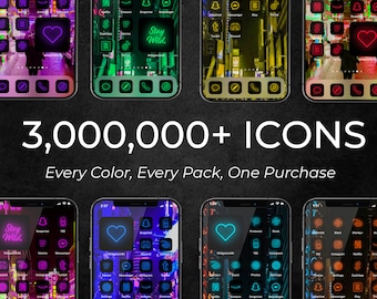 3,000,000+ MEGA Neon App Icons Pack, High Res App Icons, IOS 14 Aesthetic, IOS14 App Icons, App Icons Iphone Android, Neon Aesthetic