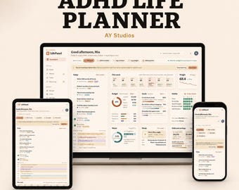 Planejador de Vida Definitivo para TDAH | Aplicativo de Planejamento Digital Tudo-em-Um | Planejador Diário e Semanal | Rastreador de Hábitos, Orçamento, Refeições e Atividades Físicas