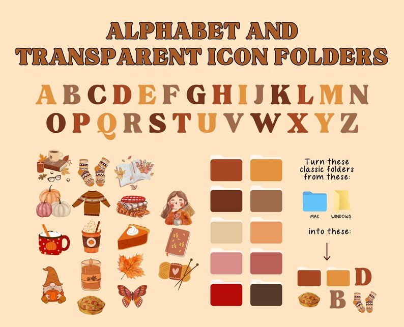 Fall Theme File Folder Editable Fall Desktop Organizers | Desktop Wallpapers & Folder Icons ...