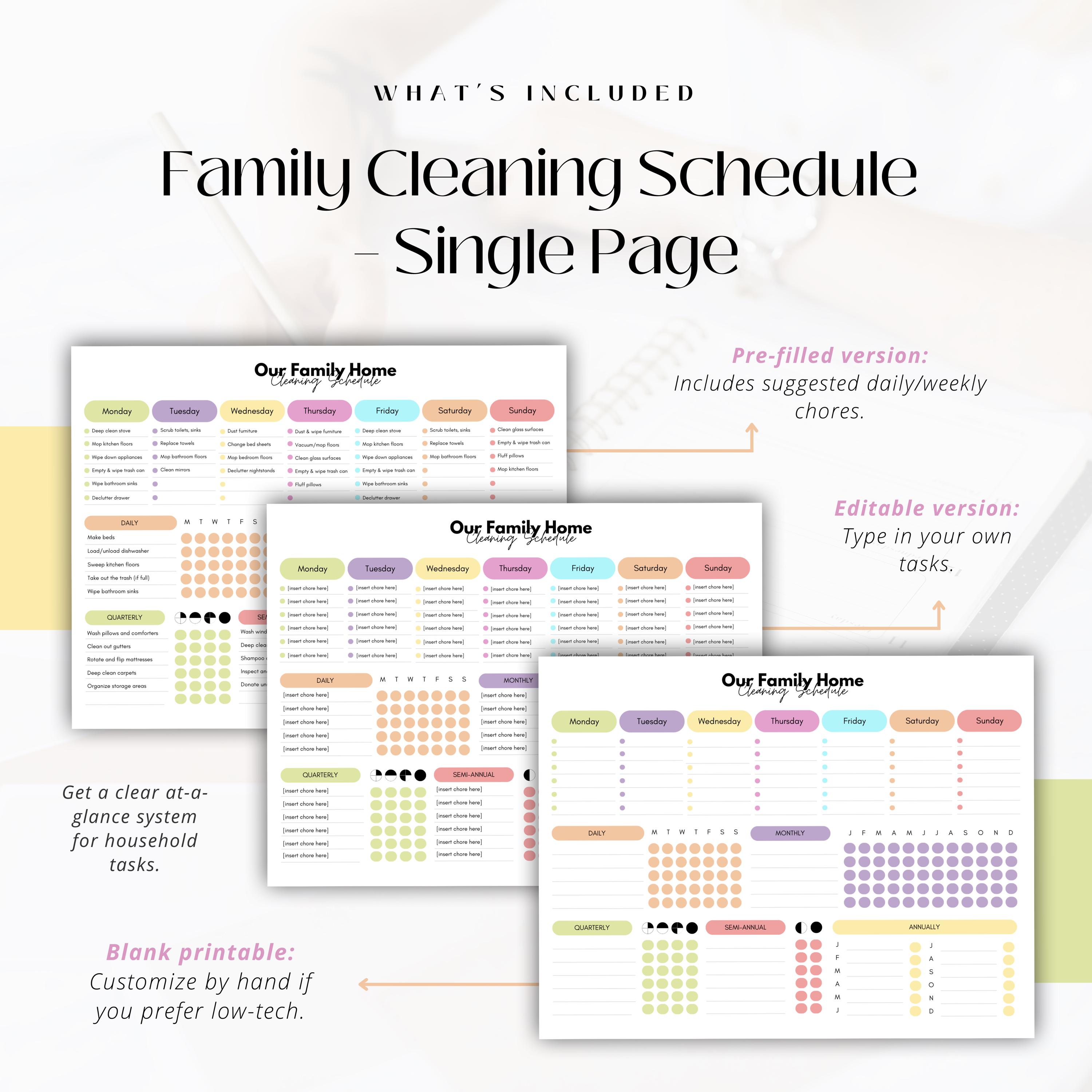 ADHD Cleaning Planner Bundle | Printable Chore Chart | Editable Daily ...
