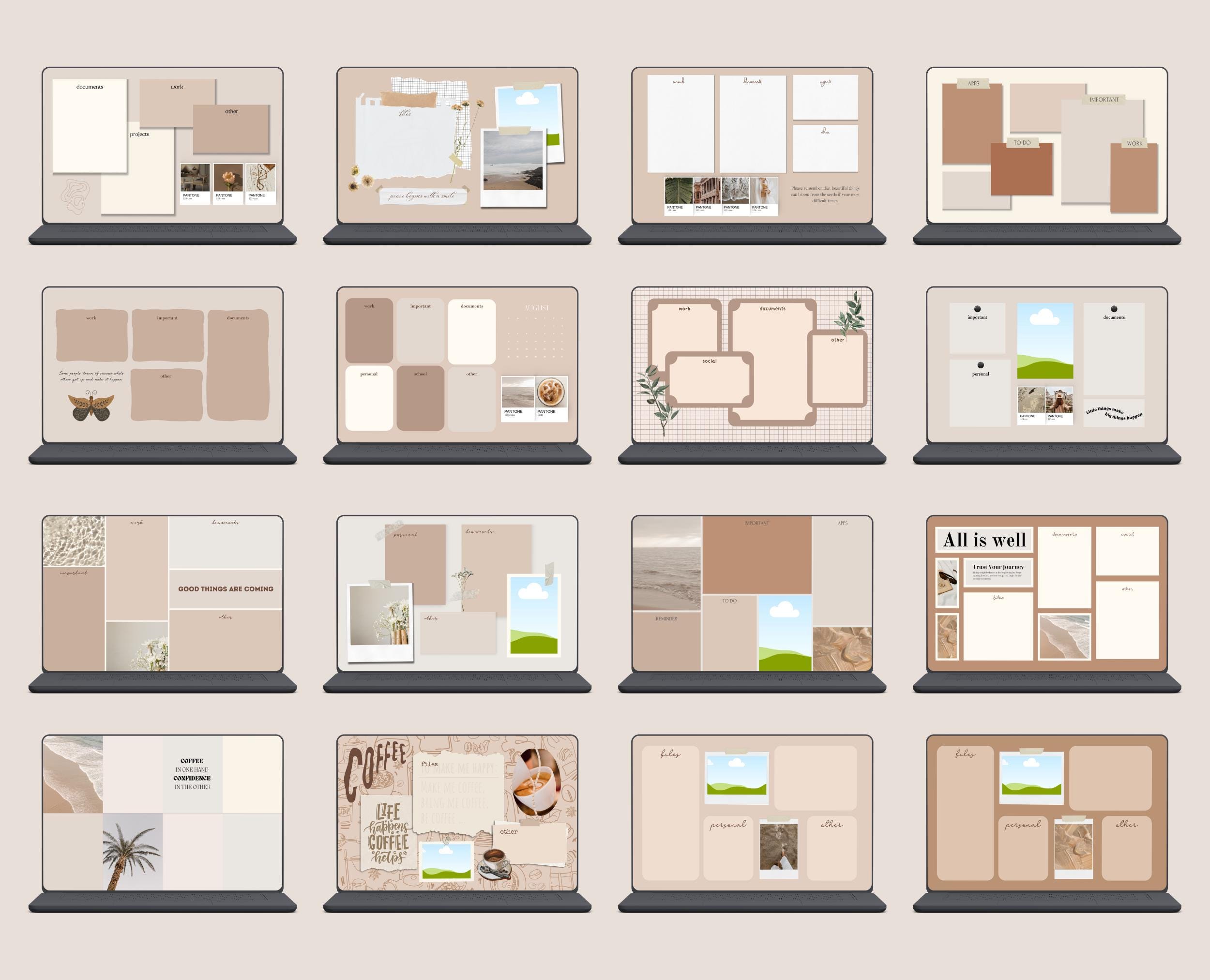Editable Neutral Desktop Organizers | Desktop Wallpapers & Folder Icons ...