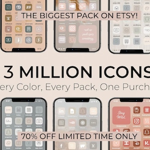 3 Mill+ High Resolution iOS Icons Pack Mega Bundle | iPhone IOS 15 App Aesthetic | Free Custom Icons | IOS15 Phone Home Screen Widget