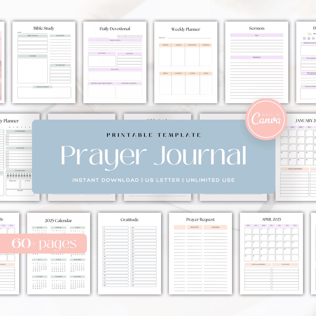 Prayer Journal | Printable & Editable Faith Planner | Bible Study ...