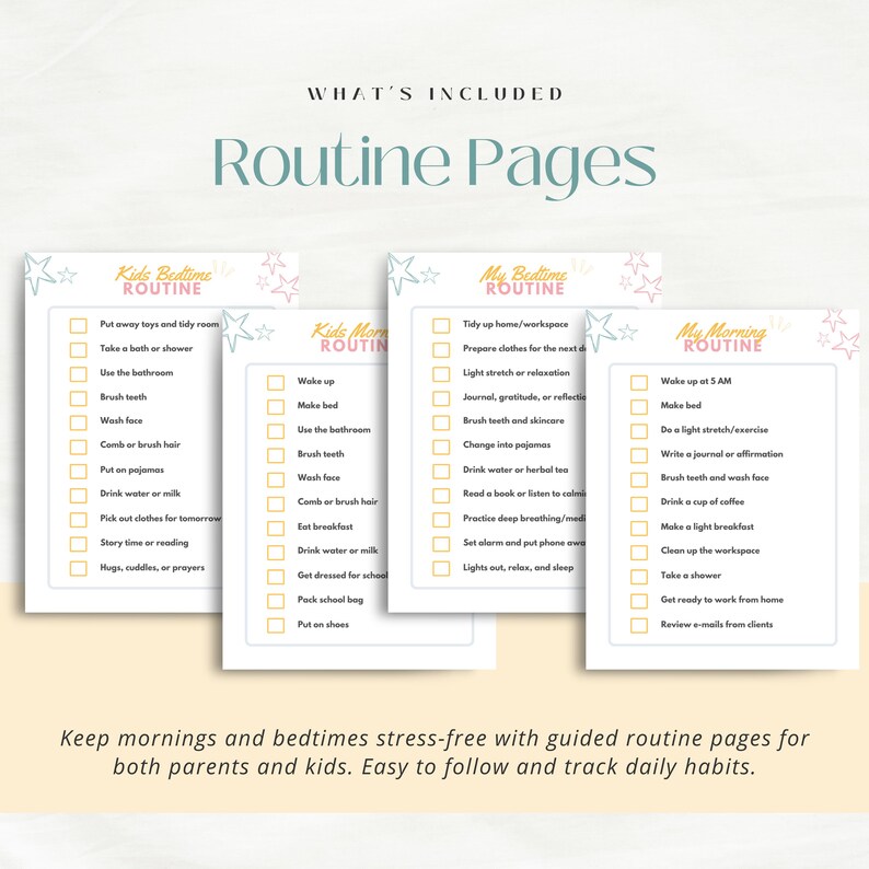 Daily Routine Parent Parents Kids Planner | Family Routine Chore Charts | Daily Schedule ...