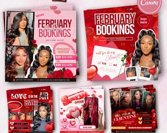 Valentines Booking Flyer, Beauty Booking Templates, DIY Canva Template, Hair Booking Canva Editable Templates, Valentines Theme Flyer
