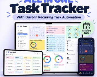 Ultimate All In One Task Tracker App | Dashboard Kanban Gantt Chart Decision Matrix Recurring Task Planner | Light Dark Mode | Offline App