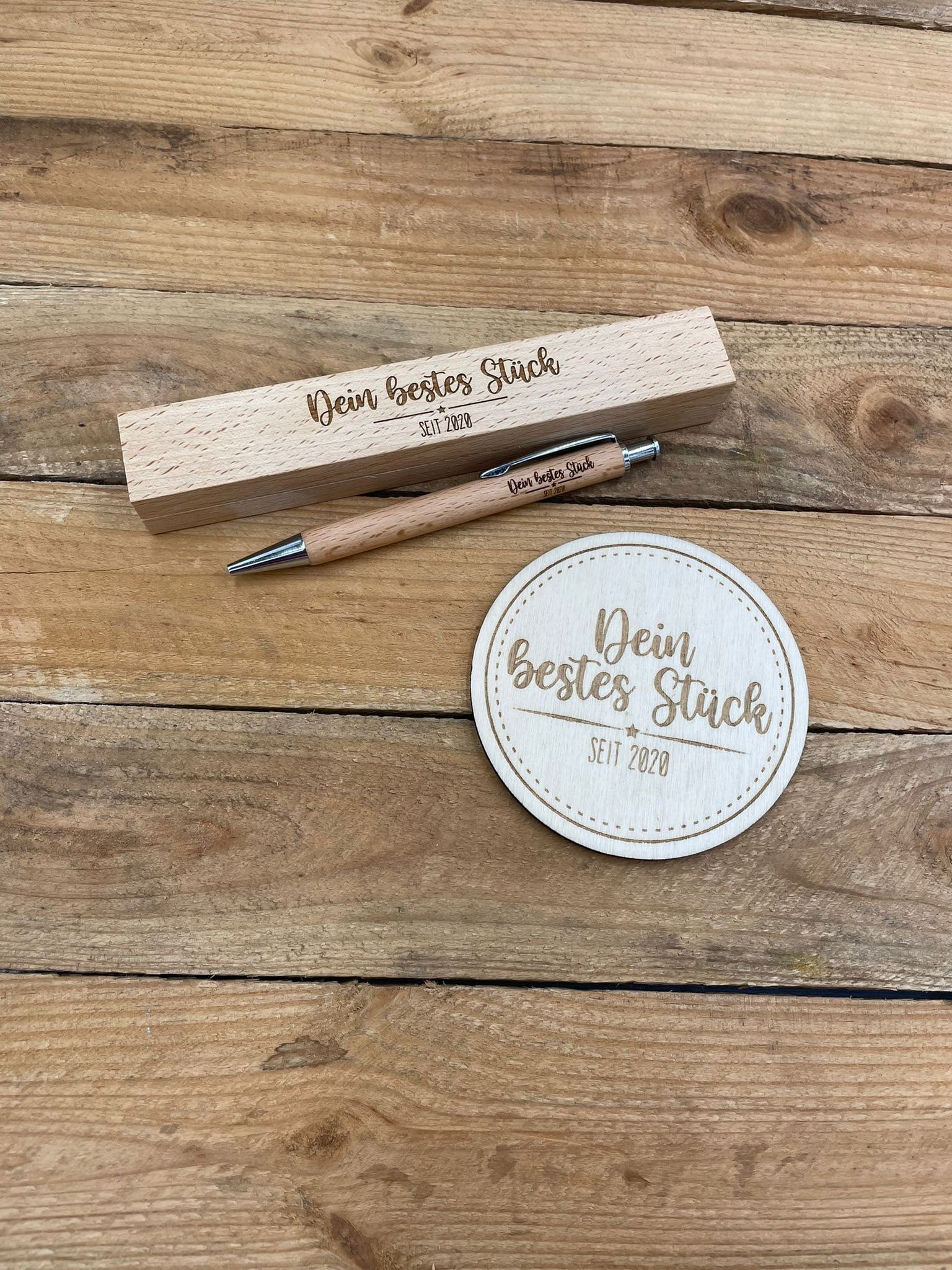 Personalisiertes Holz-Kugelschreiber "Stefan" - Graviert, In Metall-Geschenkdose