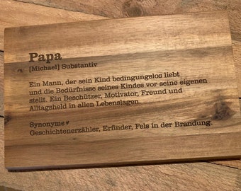 Holzbrettchen "Papa" - Geschenk, Schneidebrett, Frühstücksbrett