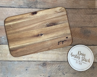 Holzbrettchen abgerundet "Name + Herz" personalisiert - Geschenk, Schneidebrett, Frühstücksbrett