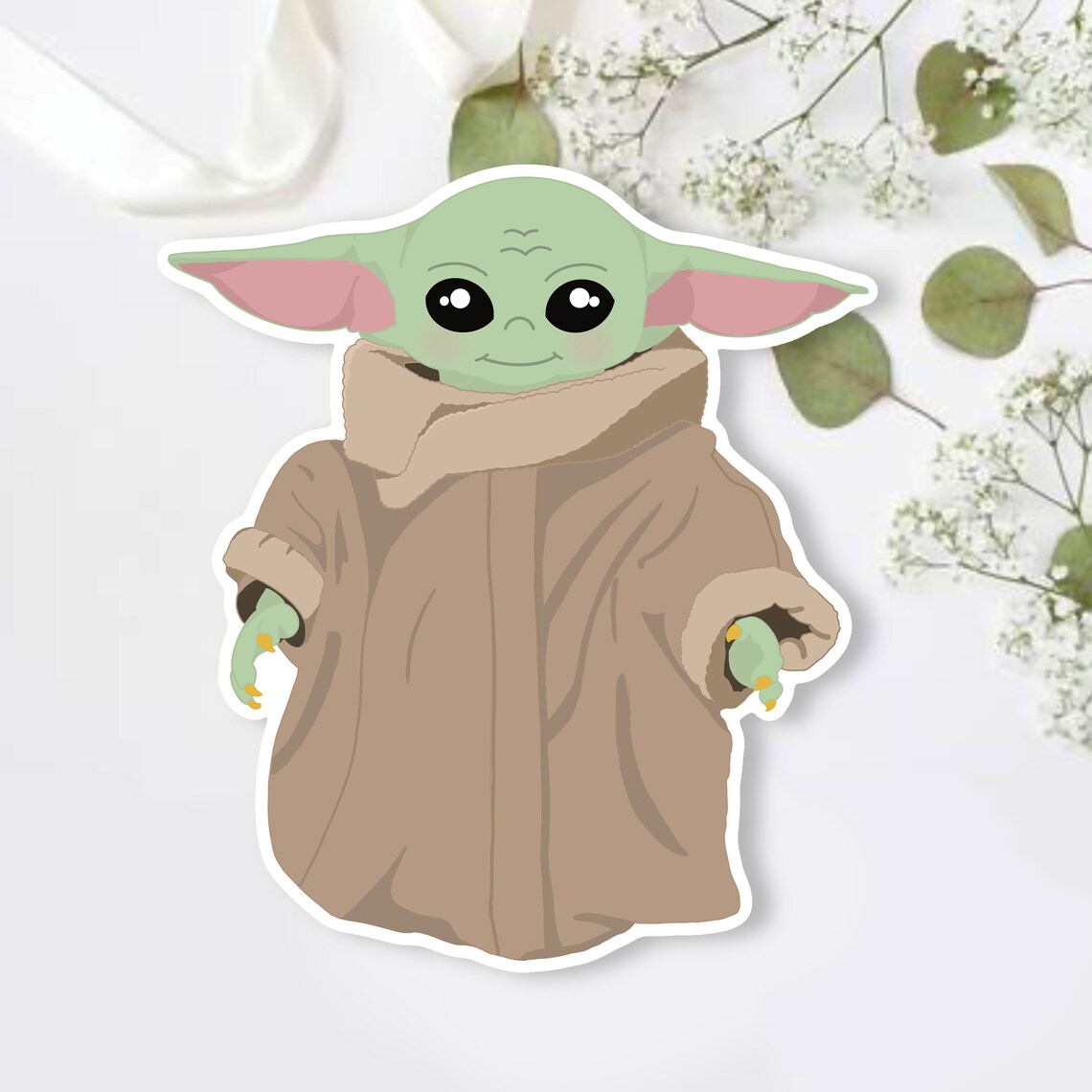 Autocollant Voiture Bébé Yoda The Mandalorian - Déco Vinyle Résistant UV Pour Carrosserie Et Vitres