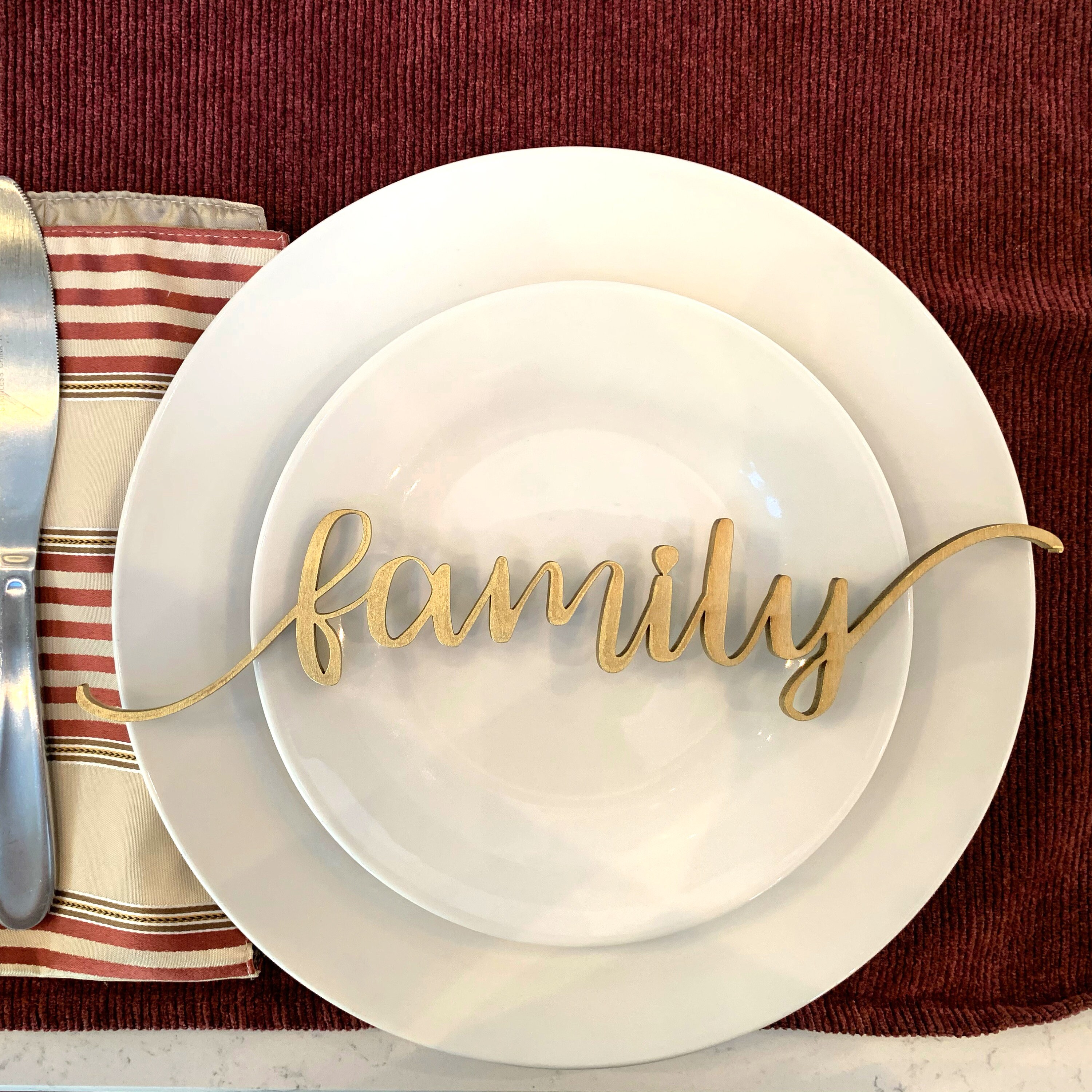 Set of 4 Table Place Setting Words Holiday Table Decor Wood - Etsy