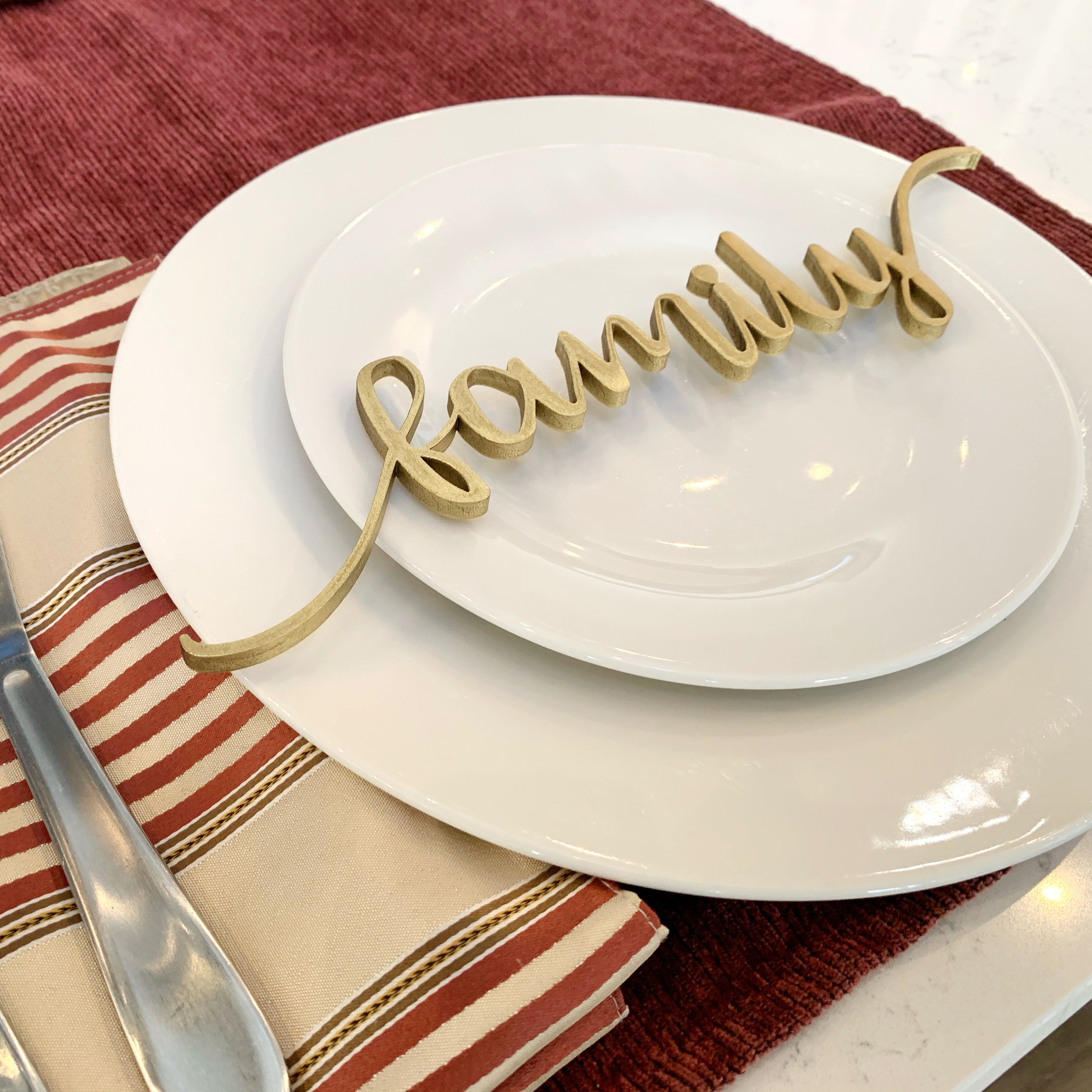 Set of 4 Table Place Setting Words Holiday Table Decor Wood - Etsy
