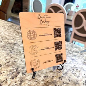 Custom Engraved QR Code Wooden Sign: Business, Events, WiFi