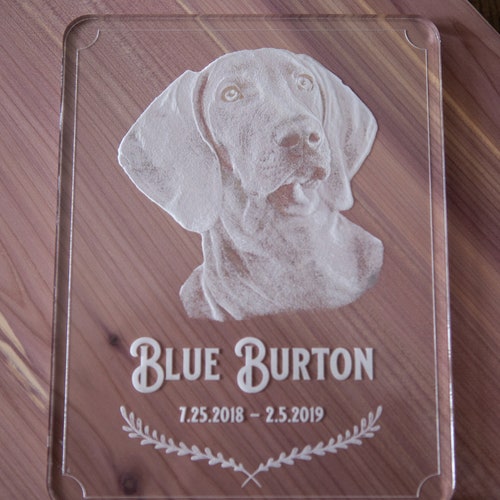 Laser Engraved Pet Memorial / Clear Acrylic Photo Engraving / Etsy