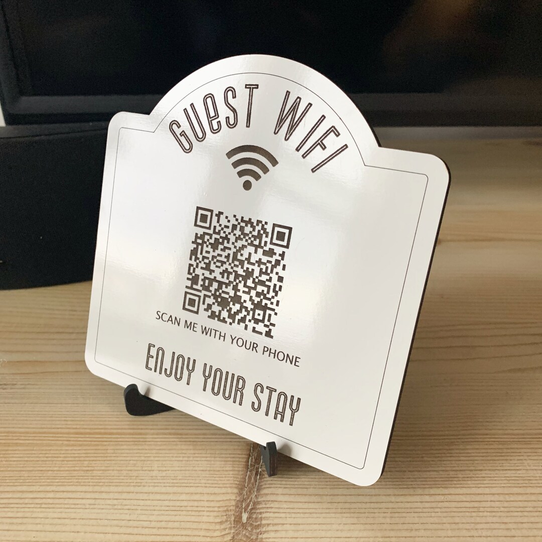 Guest Wifi Sign / Engraved Whiteboard / Mini Wood Stand or Etsy