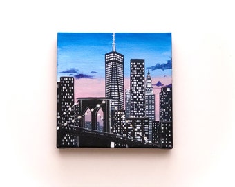 Peinture acrylique de New York sur toile 6x6. Décor d’art acrylique