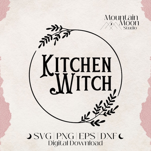 Kitchen Witch Wreath SVG cut file for Cricut and Silhouette cutting machines | Witchy | Wiccan | Kitchen Witchery | Decor | Commercial Use