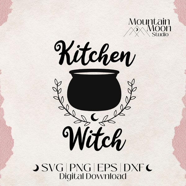 Kitchen Witch SVG cut file for Cricut and Silhouette cutting machines | Cauldron | PNG | Witchy | EPS | Wiccan | Commercial use