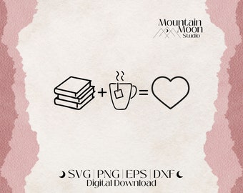 Books and Tea SVG cut file for Cricut and Silhouette cutting machines | Bookish | Book Lover | Book Nerd | Commercial Use