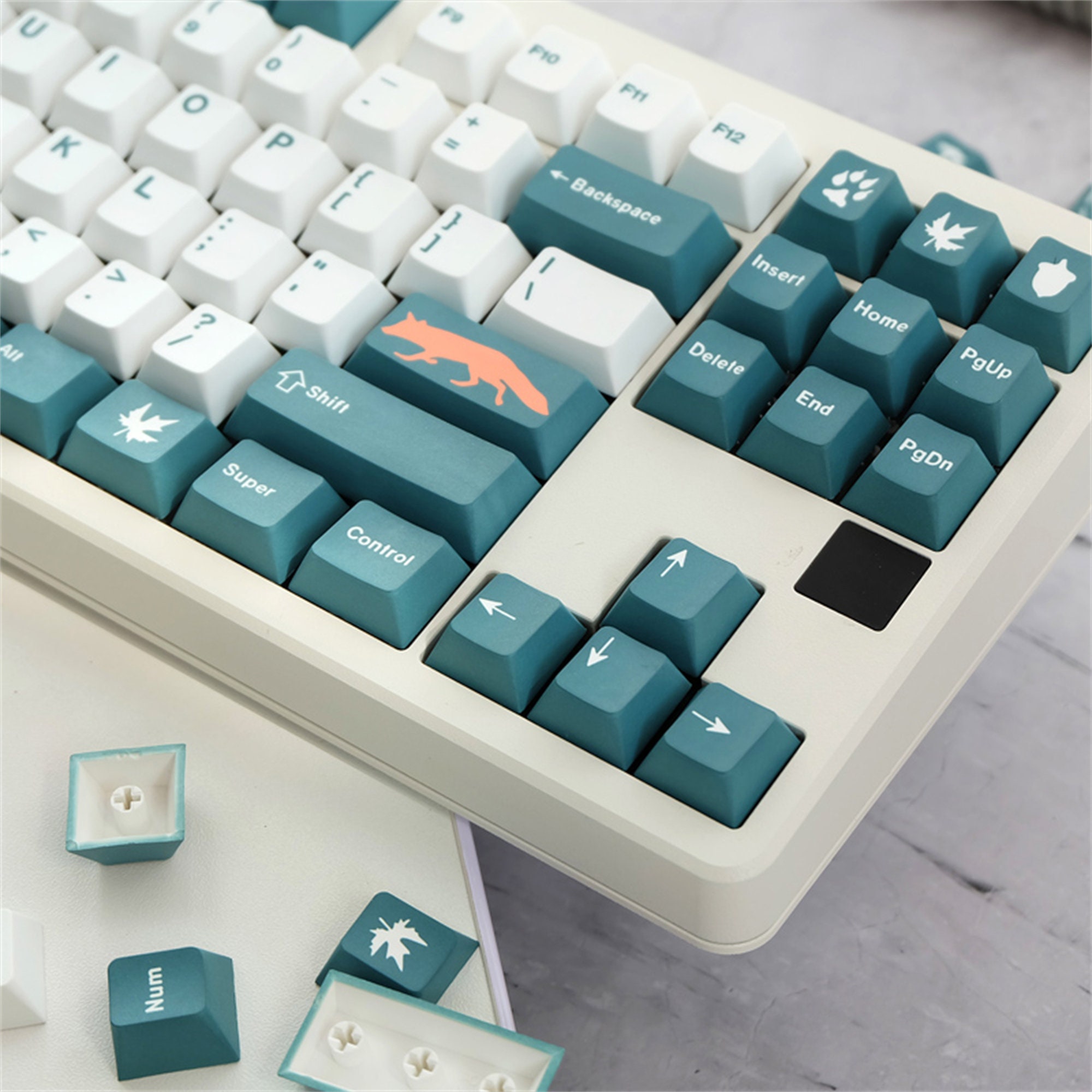 142pcs Forest Fox Keycaps Light Green Keycaps Setcherry Etsy