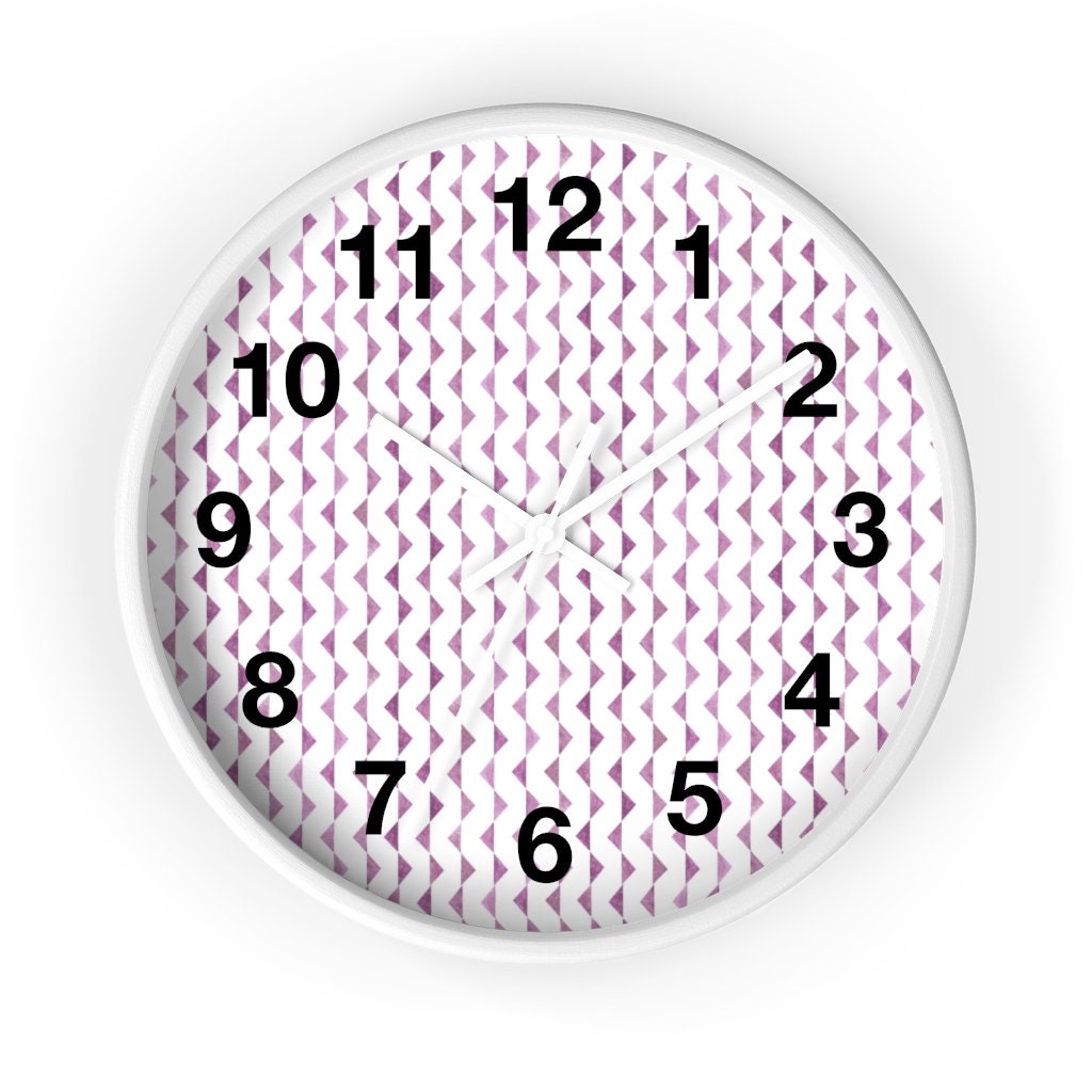 Pastel Pink Geometry Triangle Line Wall Clock Watercolor | Etsy Australia
