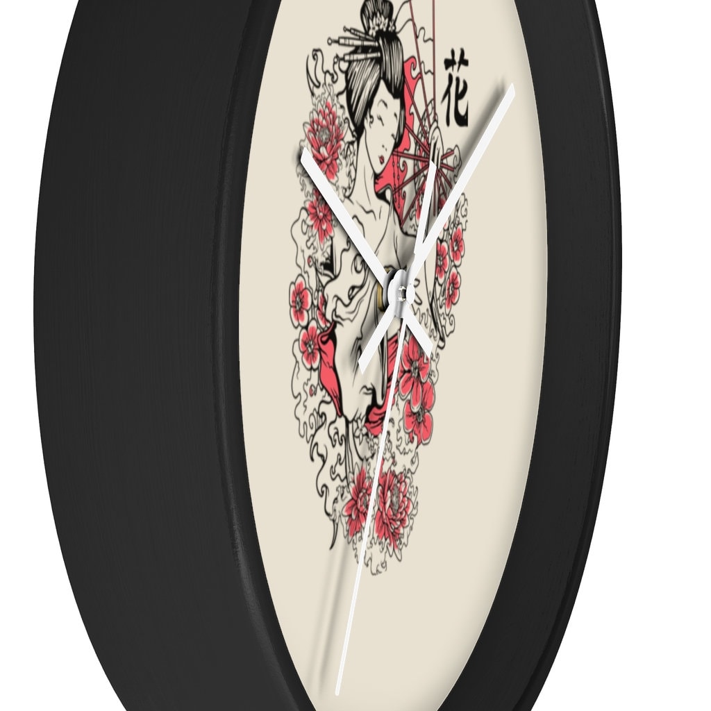 Japanese Geisha and Flowers Wall Clock Elegant Wall Clock Etsy Australia