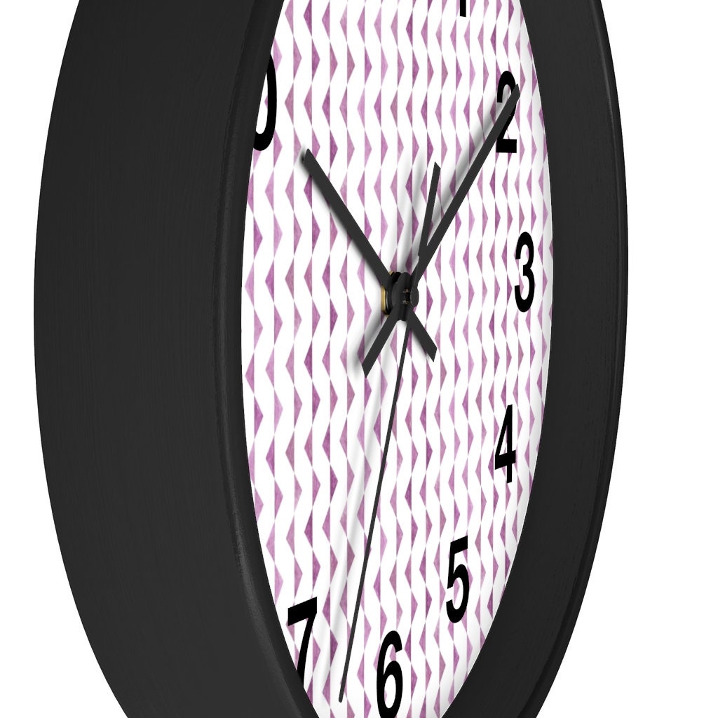 Pastel Pink Geometry Triangle Line Wall Clock Watercolor | Etsy Australia