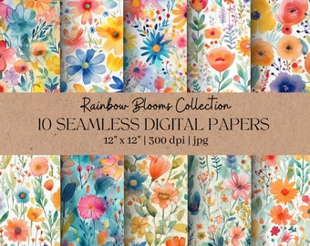 Watercolor Floral Seamless Digital Paper Instant Download Printable Paper Floral Pattern Scrapbooking Card Making Journal Background